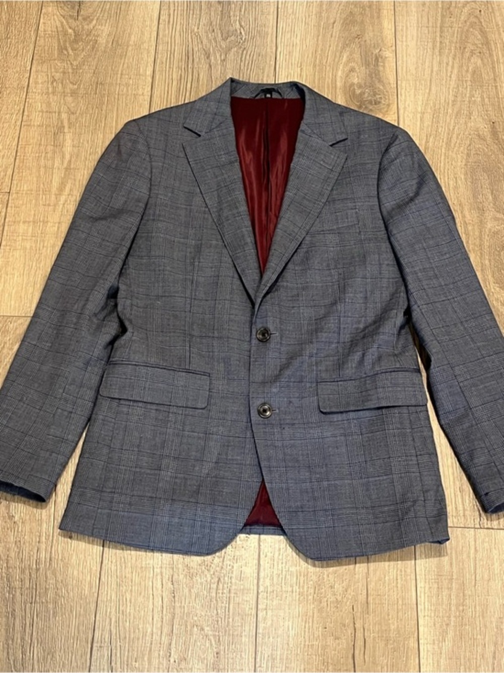 Bonobos Blazer Gray Windowpane Business Plaid Wool Men’s Size 38R Slim Fit